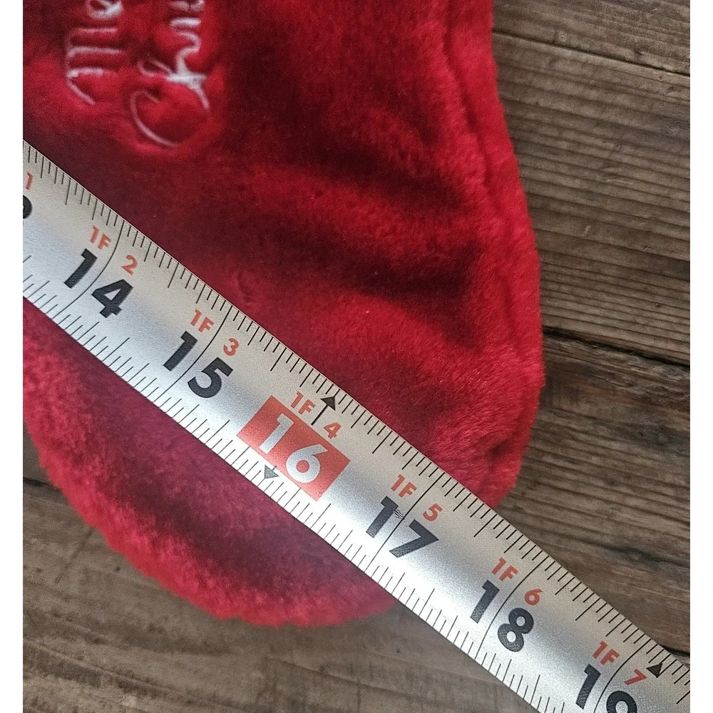 Vintage 3D Red Christmas Stocking Gray Mouse 1992 A&A Plush
